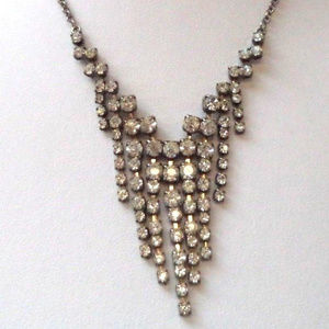 rhinestone tiered necklace on silver chain